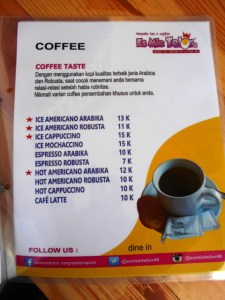 menu kopi